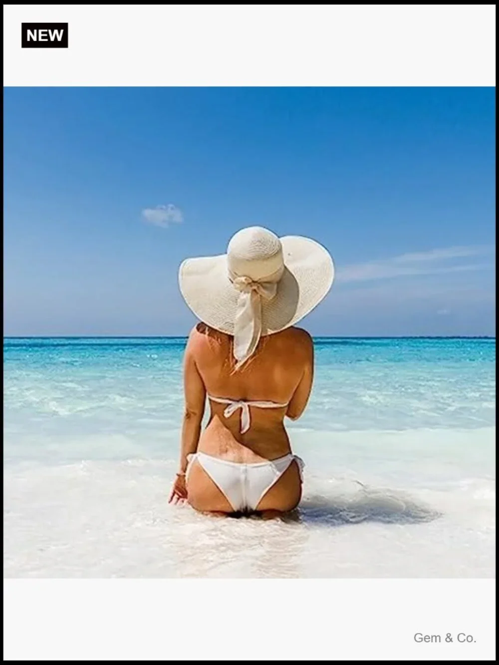 Wide Brim Floppy Straw Sun Hat - UPF 50+ Foldable Roll Up Style